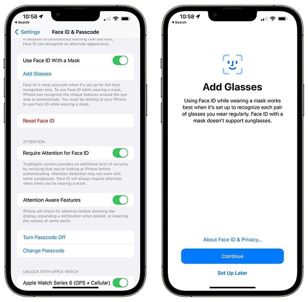 MacRumors tarafından paylaşılan haberde kurulum esnasında bu özelliği aktifleştirirseniz Face ID için yüzünüzü yeniden taramanız gerektiği ve bundan böyle maske takarken bile iPhone'un kilidini açabileceğiniz ifade ediliyor.
