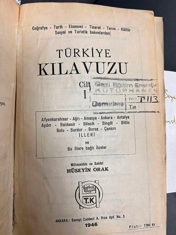İsmet İnönü'nün notu, yazar Hüseyin Orak'a ait olan 'Türkiye Kılavuzu' adlı kitabın arasında bulundu.