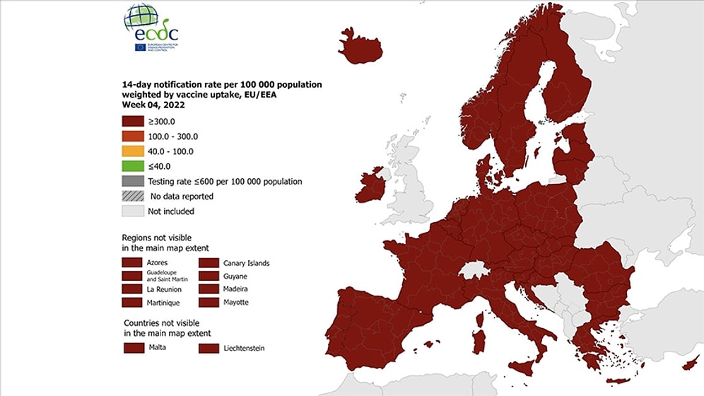 Kovid-19: Avrupa'nın Tamamı Koyu Kırmızıya Boyandı