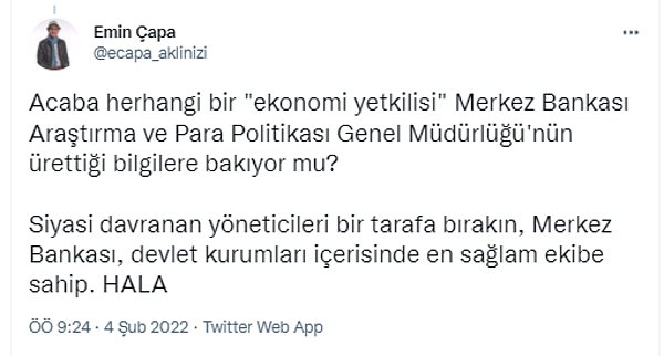 'Merkez Bankası devlet kurumları içerisinde en sağlam ekibe sahip'