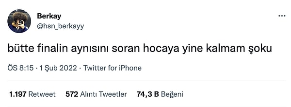 15. Pek şok olmamıştır.