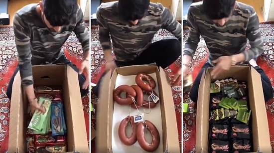 14 Şubat Sevgililer Günü İçin İçinde Bolca Çikolata ve Sucuk Bulunan Koli Hazırlayan Adam Yeniden Gündem Oldu