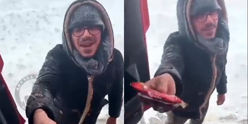 Afyonkarahisar Şuhut Yolunda Kar Yüzünden Mahsur Kalan Vatandaşlara Köyün İmamı Çay ve Bisküvi Dağıttı