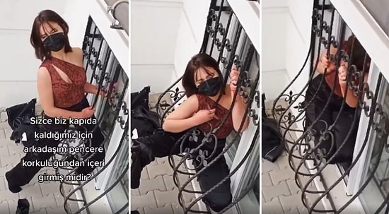 Kapıda Kaldıkları İçin Pencere Korkuluğundan İçeri Giren Kadının İzlerken Panik Atak Geçireceğiniz Anları