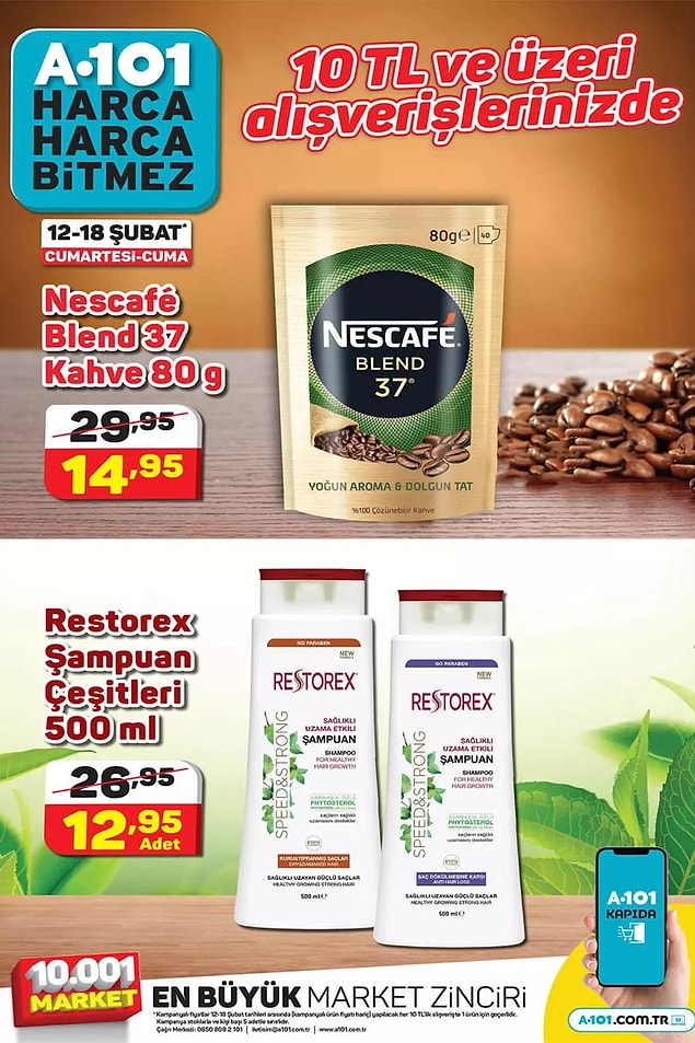 10 TL üzeri alışverişlerinizde geçerli olacak indirimler;