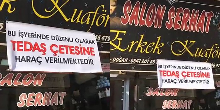 Elektrik Zammını Protesto Eden Berber Dükkanı Camına 'Bu İşyerinde TEDAŞ Çetesine Haraç Verilmektedir' Yazdı