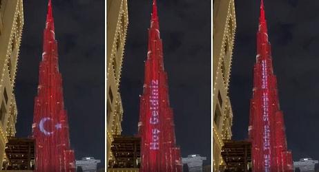 Cumhurbaşkanı Erdoğan’ın BAE Ziyareti Öncesinde Burj Khalifa'ya Türk Bayrağı Yansıtılıp İstiklal Marşı Okundu