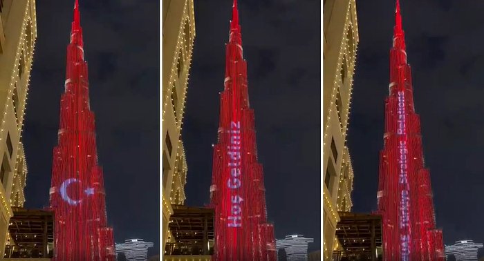 Cumhurbaşkanı Erdoğan’ın BAE Ziyareti Öncesinde Burj Khalifa'ya Türk Bayrağı Yansıtılıp İstiklal Marşı Okundu