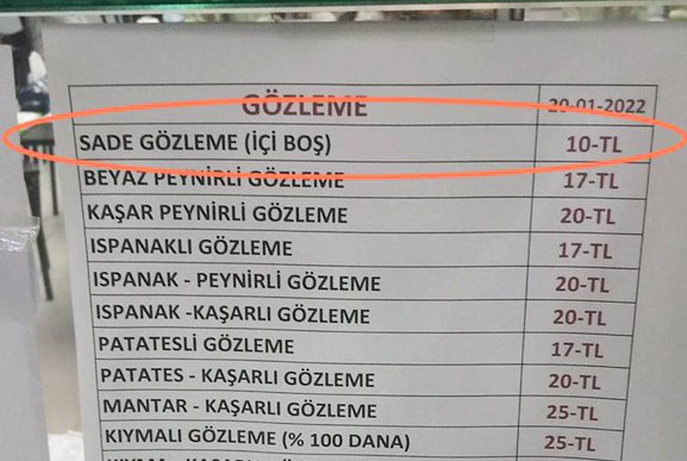 Baklava, Tost Derken Şimdi de 'Boş Gözleme' Satışı Başladı