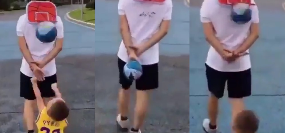 Yürüyüş Yaparken Oğlu Oynasın Diye Sırtına Basket Potası Asan Baba ve Tatlı Oğlunun Viral Olan Görüntüleri