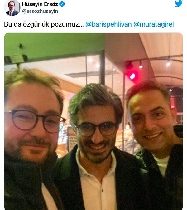 Avukat Ersöz, serbest bırakılmalarının ardından Pehlivan ve Ağırel ile çektirdiği fotoğrafı da paylaştı 👇