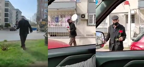 Nasip Olur mu? Sevgililer Gününde Çiçekçi Kapalı Olur Diye Erkenden Eşine Çiçek Almaya Giden Dede