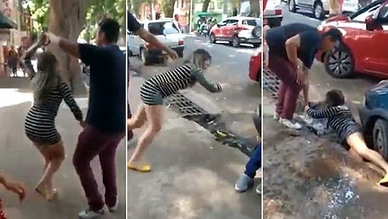 Sokakta Dans Ettiği Sırada Yoldaki Kanalizasyon Giderine Düşen Kadının Talihsiz Anları