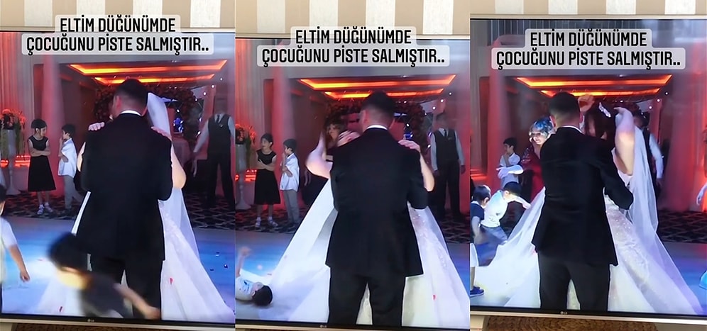 Çocuklar Neden Pistten Alınmalı: Koşarken Gelinin Duvağına Düşüp Kadına Zor Anlar Yaşatan Çocuk