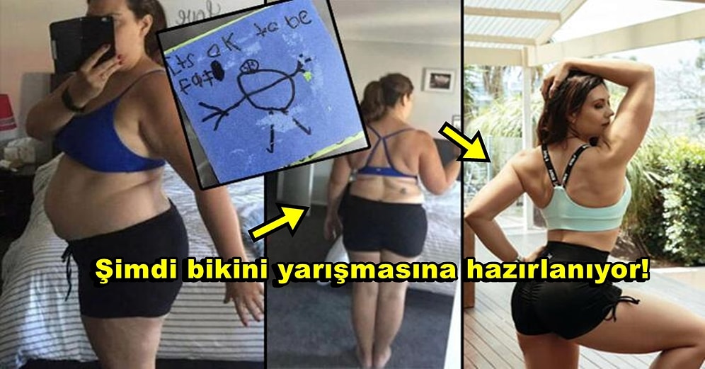 Oğlu Kendisini Şişman Resmettiği İçin Değişmeye Karar Vererek Kilo Vermesinin Ardından Bikini Modeli Olan Anne