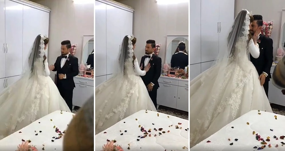 Gerdeğe Girmeden Önce Yatak Odasında Fotoğraf Çektiren Gelin ile Damadın Ortamın Ateşini Yükselten Anları