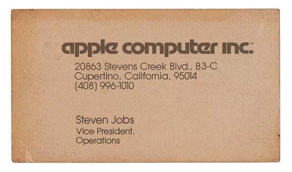 Steve Jobs'un Apple Computer Inc. kartviziti -