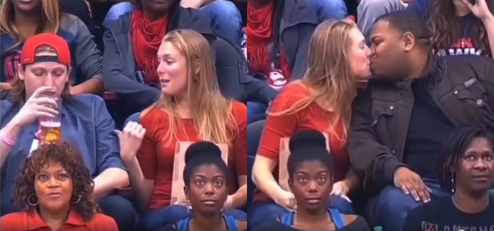 Kiss Cam'de Kendisini Öpmeyen Partnerine Sinirlenip Yabancı Bir Adamla Öpüşen Kadın