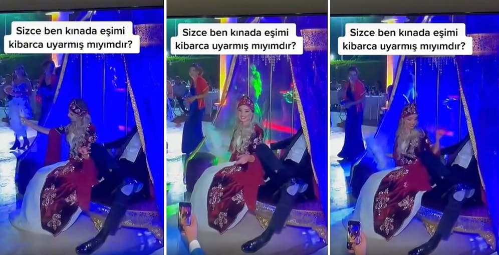 Kına Gecesinde Bacak Bacak Üstüne Atıp Ağalar Gibi Takılan Müstakbel Eşini Kibarca Uyaran Gelin