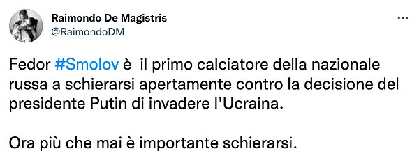 8. 'Fedor Smolov, Başkan Putin'in Ukrayna'yı işgal etme kararına açıkça karşı çıkan ilk Rus milli takım oyuncusu oldu. Şimdi taraf tutmak her zamankinden daha önemli.'