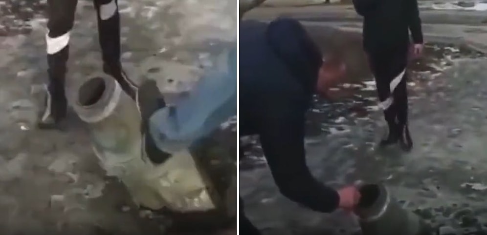 Rus Ordusu Tarafından Atılan Ancak Patlamayan Füzenin Ukraynalılar Tarafından Tekmelendiği İddia Edildi