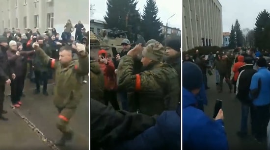 Rus Askerlerinin Konotop Şehrinde Kendilerini Korumak İçin Ellerinde El Bombası Taşıdığı İddia Edildi