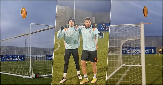 Başakşehir Antrenmanında Oynanan Topu Üst Direğe Vurma Yarışmasından Eğlenceli Görüntüler