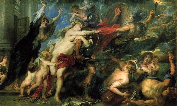 Rubens 'Savaşın Sonuçları' adlı tablosuyla aslında 1618 yılında Avrupa'yı uzun süre meşgul eden Katolikler ve Protestanlar arasındaki savaşa mitolojik bir sahne üzerinden değiniyor.