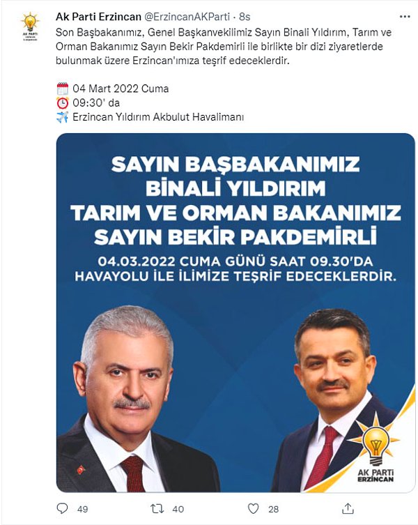 Yıldırım'la Erzincan'a gidecekti...