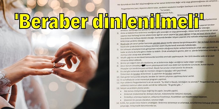 Yeni Evli Çiftin İmzaladığı Evlilik Sözleşmesinin Sosyal Medyada Gündem Olan İlginç Maddeleri