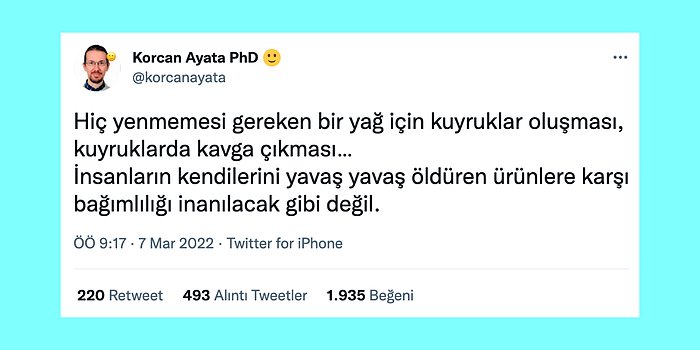 İnsanlar Ucuz Yağ Kuyruğundayken Ayçiçek Yağının Keyfi Kullanıldığını Düşünen Doktora Tepki Yağdı