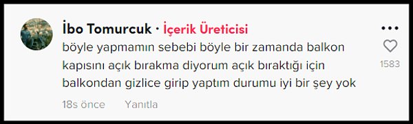 Daha sonra ise o şakayı yapma nedenini eşinin balkon kapısını açık bıraktığı için diyerek açıkladı.