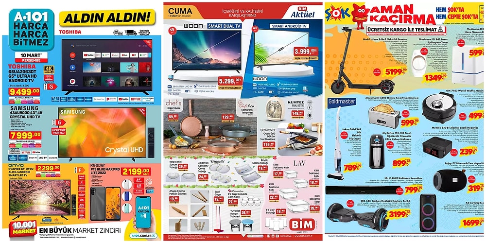 İndirim Günleri Başlıyor: 7 - 13 Mart Haftasında A101, BİM ve ŞOK Aktüel Ürünler Listesinde Neler Var?