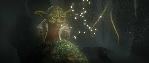 The Clone Wars animasyonunda Yoda'nın bunu nasıl öğrendiğini görüyoruz.