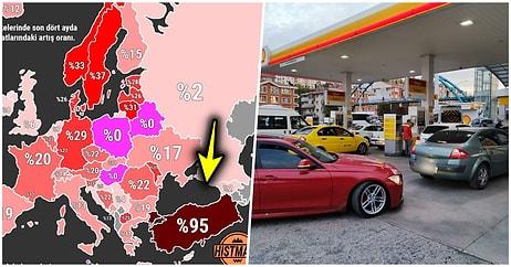 Avrupa Ülkeleri ve Türkiye'nin Son Dört Ayda Benzin Fiyatındaki Artış Oranını Görünce Sinirleriniz Bozulacak!