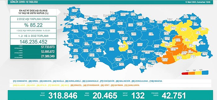 12 Mart Tablosu: Koronavirüsten 132 Can Kaybı Daha