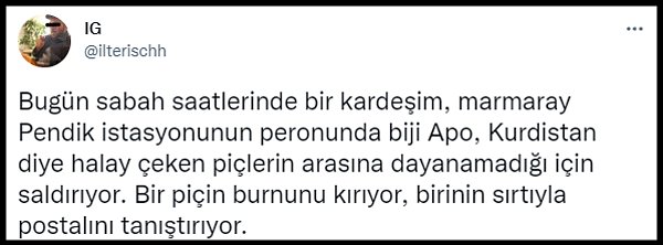 Görüntüleri Twitter'da paylaşan "@ilterischh" isimli kullanıcı, olayı şu şekilde anlattı: 👇