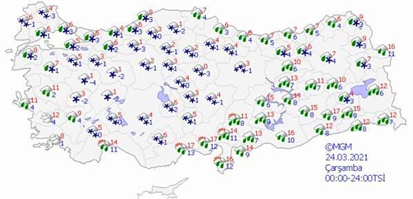 24 Mart Perşembe Hava Durumu