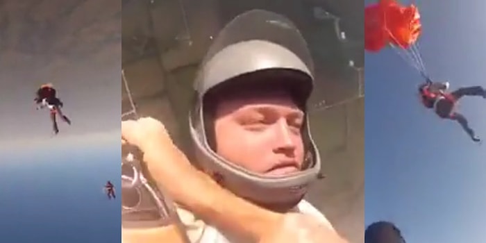 Skydiving Yapan Adamın Havada Başkasıyla Çarpışıp Bilinci Kapanan Arkadaşını Kurtardığı Nefes Kesen Anlar