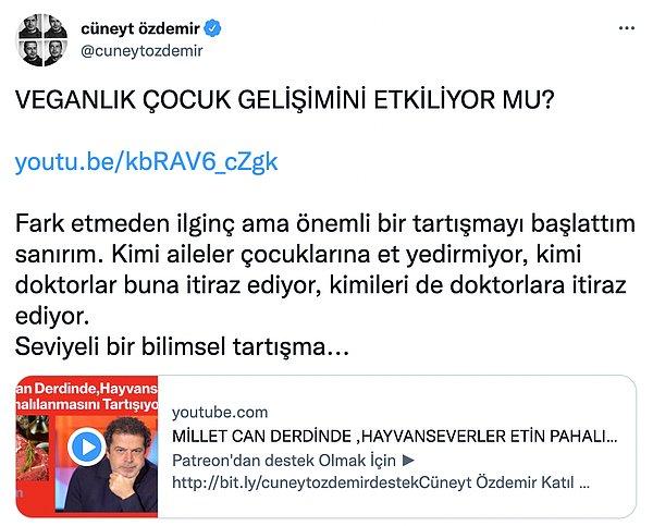 Cüneyt Özdemir, dünkü canlı yayınında veganlığı ele aldı; belki görmüşsünüzdür.