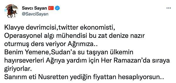Sayan, Demirtaş'ın ifadeleri üzerine bir paylaşımda daha bulundu: 'Klavye devrimcisi, Twitter ekonomisti...'
