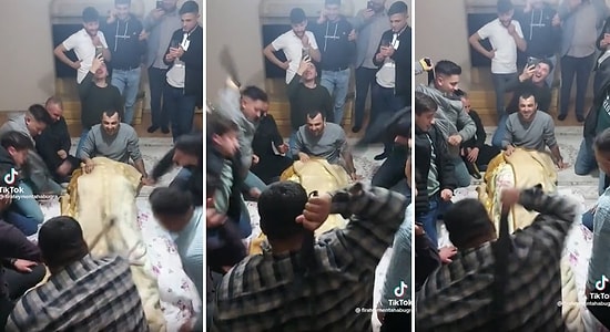 Bu Hangi Yörenin Oyunu? Battaniyeye Sarılı Kişiyi Kemerle Döven Erkeklerin Bi' Acayip Oyunu