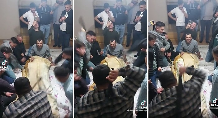 Bu Hangi Yörenin Oyunu? Battaniyeye Sarılı Kişiyi Kemerle Döven Erkeklerin Bi' Acayip Oyunu