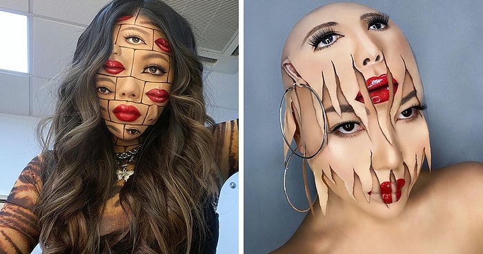 Визажист использует свое лицо как холст для создания оптических иллюзий (25 фото)