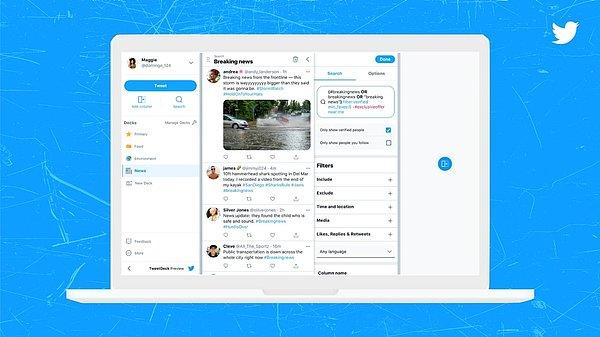TweetDeck, Twitter'ın kendi ana sayfasına göre daha farklı ve kullanıcı dostu özellikler sunması sebebiyle tercih edilen uygulamalardan birisi.