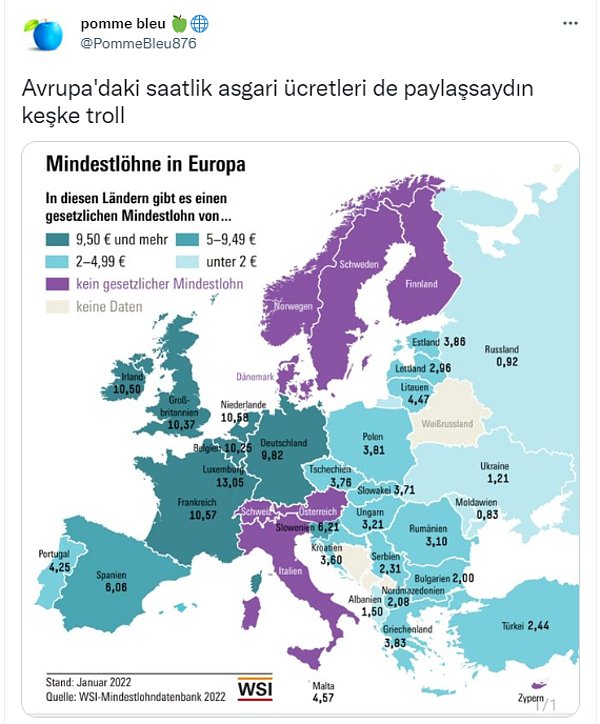 Yazar burada euro bazında ülkelerin saatlik kazançlarından bahsediyor.