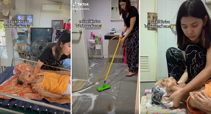 Yatalak Yaşlı Kadını Kucağında Taşıyıp Yıkayan Kadının O Anlarını İzlerken Ayakta Alkışlayacaksınız