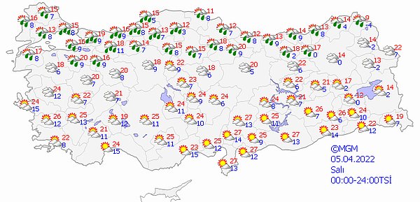 5 Nisan Meteoroloji Hava Tahmin Raporu