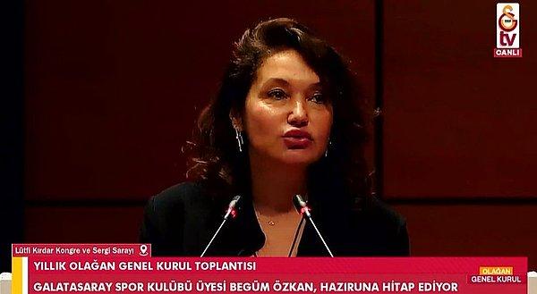 Galatasaray'ın olağan genel kurulunda konuşan Begüm Özkan, yaptığı konuşmayla sosyal medyayı sallamıştı.