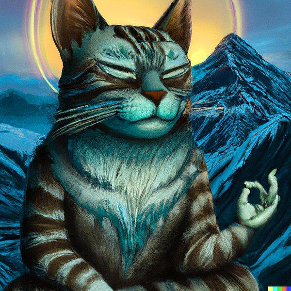 1. "Himalaya Dağları'nda meditasyon yapan bilge kedi"